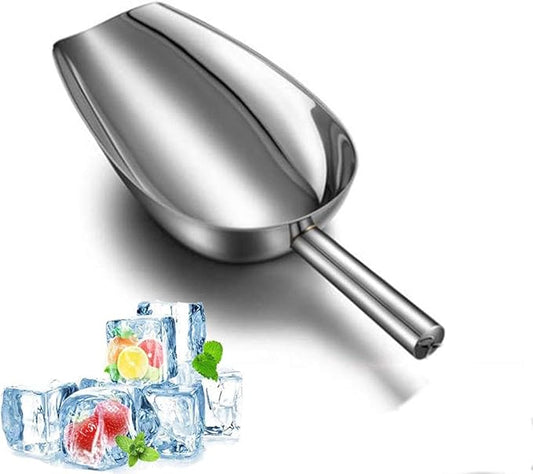 NINGVIHE Ice Scoop for Freezer,Metal Ice Scoop,Stainless Steel Food Scoop Kitchen Bar Party Wedding Heavy Duty,Scoops for Pet Food, Cookie Flour,Silver (11in)
