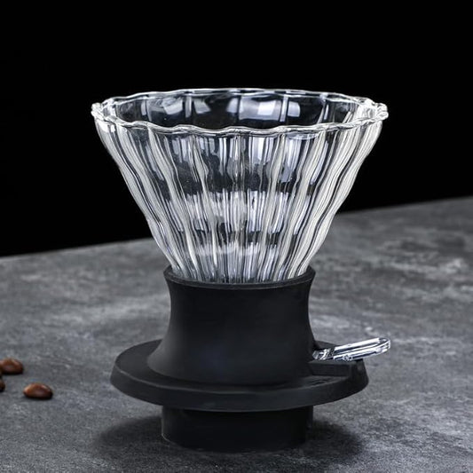 BeeCa Clever Coffee Dripper, Glass Coffee Maker with One-Switch Control for French Press & Drip Styles, Beginner-Friendly All-in-One Brewing System, Includes Paper Filters (Black-Clean)