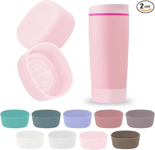2Pcs Silicone Boot for Owala SmoothSip Slider Coffee Tumbler 20oz 12oz, Anti-Slip Sleeve for Travel Coffee Mug, Protective Accessories for Owala BPA Free (Pucker Up)
