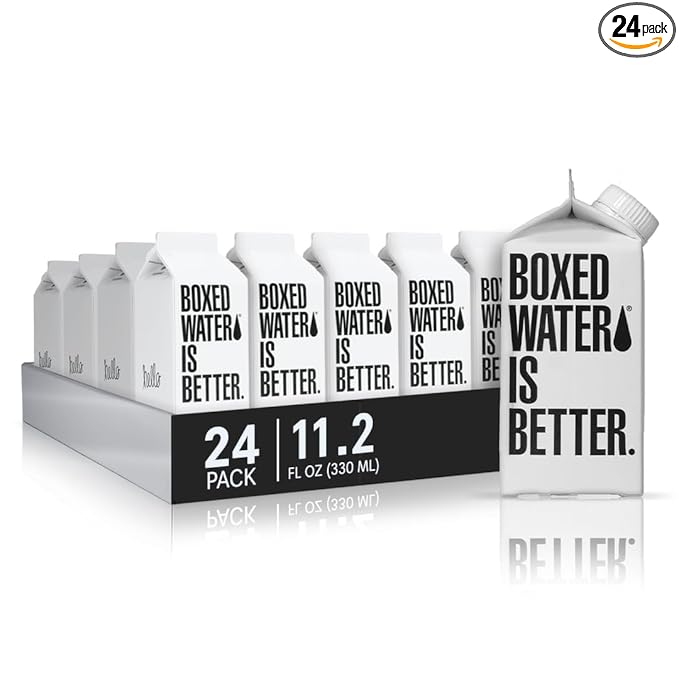 Boxed Water 11.2 oz. (24 Pack) – Better Than Premium Plastic Purified Drinking Water BPA-Free, Refillable Reusable Cartons - Mini