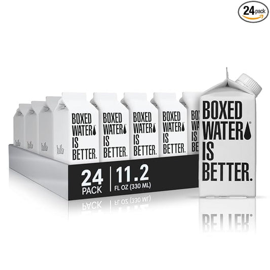 Boxed Water 11.2 oz. (24 Pack) – Better Than Premium Plastic Purified Drinking Water BPA-Free, Refillable Reusable Cartons - Mini