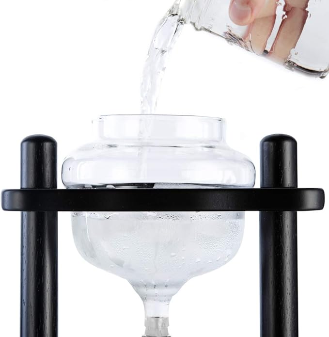 Yama Cold Brew Maker I Ice Coffee Machine With Slow Drip Technology I Makes 6-8 cups (32oz), Large Capacity Cold Brew Coffee Tower, Black Wood Straight Frame