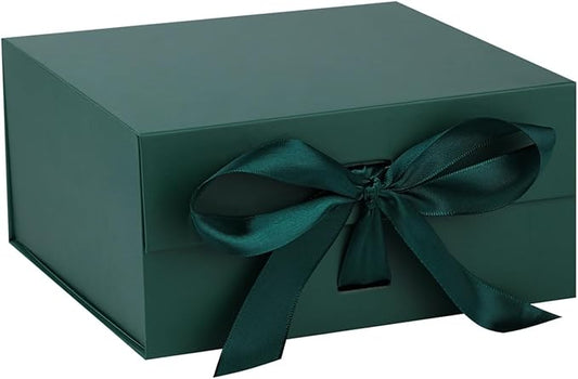 OEMVALATY Green Gift Box,10x10x5 Inches Gift Boxes with Lids for Presents with Magnetic Closure and Ribbon for Wedding,Storage,Birthday