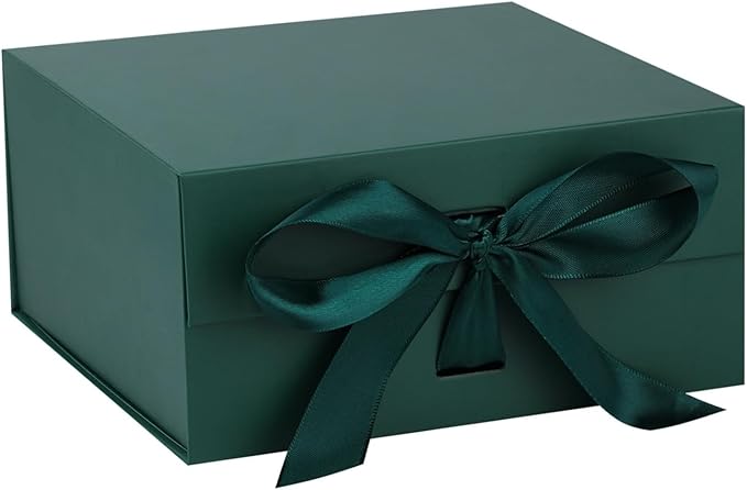 OEMVALATY Green Gift Box,8x8x4 Inches Gift Boxes with Lids for Presents with Magnetic Closure and Ribbon for Wedding,Storage,Birthday