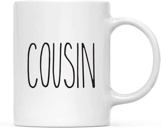 Andaz Press Simple Rustic Farmhouse Kitchen Decor 11oz. Ceramic Coffee Tea Mug Gift, Cousin, 1-Pack, Birthday Christmas Gift Ideas for Family, Friends