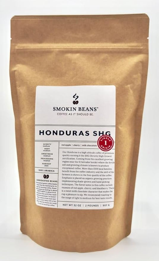 2-Pound Honduras, Unroasted Green Arabica Coffee Beans, Fresh Current Crop Specialty Grade, Roast the Beans Yourself at Home on Your Roasting Equipment Prior to Using for Brewing Coffee
