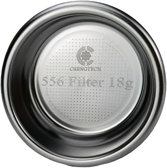 58mm Espresso Filter Basket 18g – Ridgeless Portafilter Basket, 556 Holes Slow Extraction, Universal Stainless Steel, Compatible with La Marzocco, Futurmat, DEC