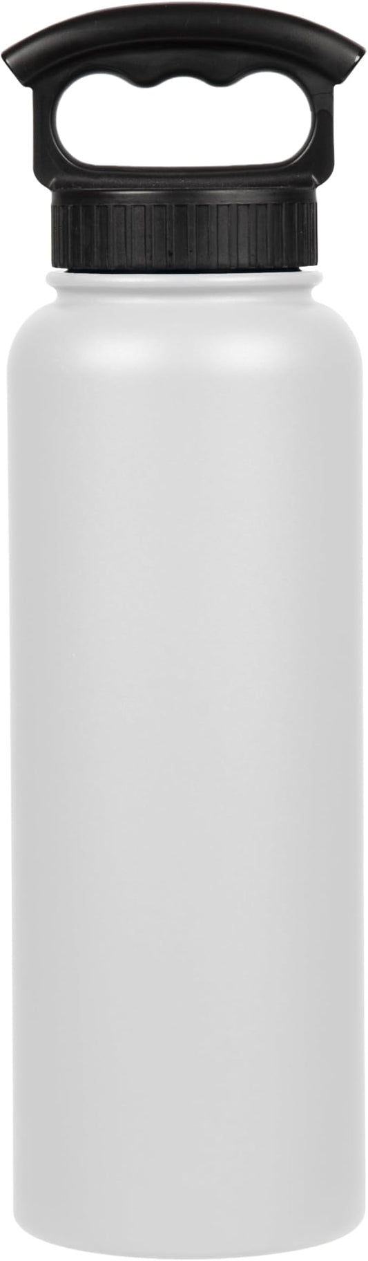 FIFTY/FIFTY Double Wall Vacuum Insulated Water Bottle, Stainless Steel, Wide Mouth with Three Finger Cap