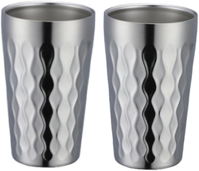 10oz Stainless Steel Cup Set, 2Pcs Double Wall Metal Cup，Vacuum Stackable Insulated Portable Drinking Tumblers Unbreakable Glasses，for Home Outdoor Restaurant(Silver)