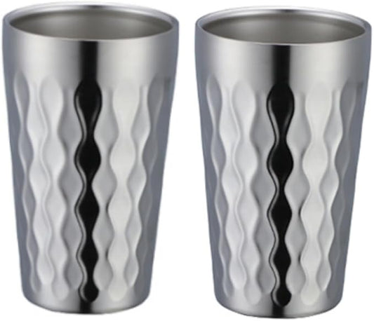 10oz Stainless Steel Cup Set, 2Pcs Double Wall Metal Cup，Vacuum Stackable Insulated Portable Drinking Tumblers Unbreakable Glasses，for Home Outdoor Restaurant(Silver)