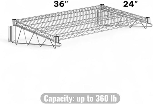 24" x 36" Chrome Wall-Mounted Wire Shelf with Epoxy Coating, Heavy-Duty Steel Storage Rack, NSF Certified, Easy Installation, Open Wire Design for Kitchen, Garage, or Utility Storage