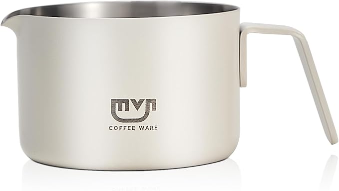 Espresso Measuring Cup with Handle – 3oz Espresso Shot Cup for Coffee Bar Accessories, 304 Stainless Steel Pouring Cups, Small Metal Coffee Cup for Home (White)