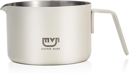 Espresso Measuring Cup with Handle – 3oz Espresso Shot Cup for Coffee Bar Accessories, 304 Stainless Steel Pouring Cups, Small Metal Coffee Cup for Home (White)