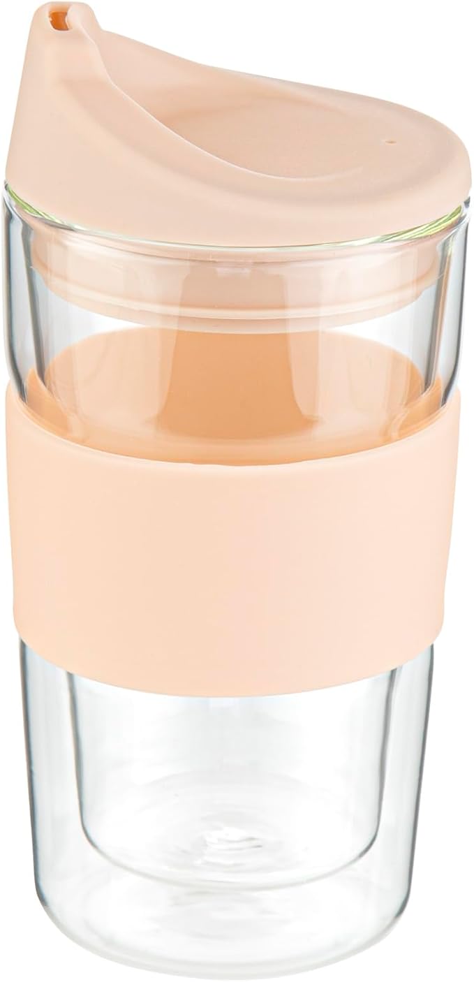 Restaurantware - Forma Professional 11.8 Ounce Insulated Travel Mugs, 10 Double Wall Coffee Mugs - Includes Lids And Sleeves, Reusable, Clear Borosilicate Glass Tumblers, Dishwashable, Microwavable