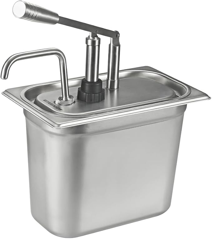 VITASUNHOW Sauce Pump Dispenser Stainless Steel Dispenser - Large Capacity Condiment Pump Dispenser Quantitative Pressure Head for Variety of Sauces (1055SX)