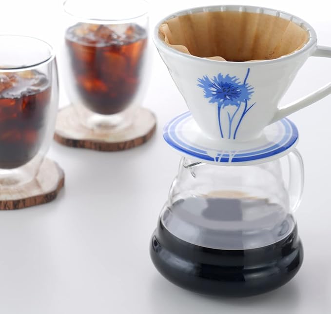 BLUE BREW Ceramic Pour Over Coffee Dripper, Size 01 Cone Coffee Maker (1-2 Cups), Manual Brew Maker, Dishwasher Safe, Portable Slow Brewing Accessories for Home, Travel, Camping, and Office (BB1001)