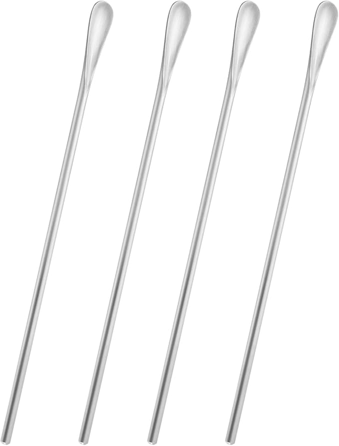 4-Pack 8.5" / 21.8cm 304 Stainless Steel Long Handle Stirring & Mixing Spoon – Reusable Bar Tool for Coffee, Tea, Iced Drinks & Cocktails