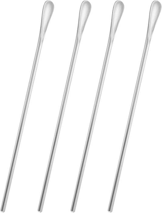 4-Pack 8.5" / 21.8cm 304 Stainless Steel Long Handle Stirring & Mixing Spoon – Reusable Bar Tool for Coffee, Tea, Iced Drinks & Cocktails