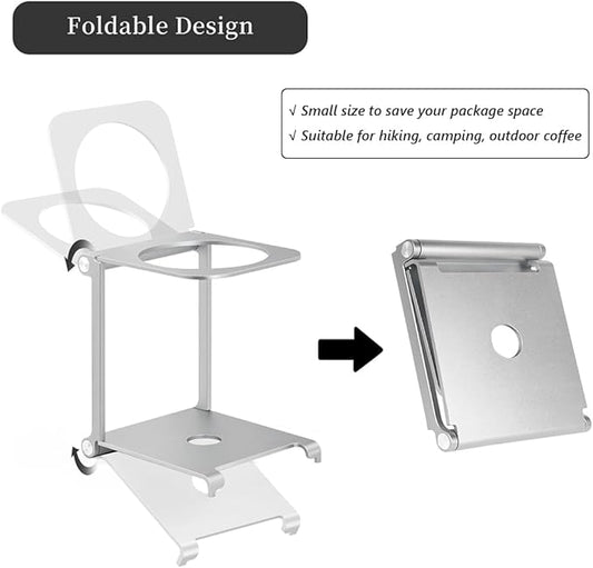CAFEMASY Coffee Dripper Stand Station Pour-Over - Foldable Aluminum Coffee Dripper Holder Rack for Home Travel Camping Hiking Pour Over Coffee Portable Espresso Coffee Maker