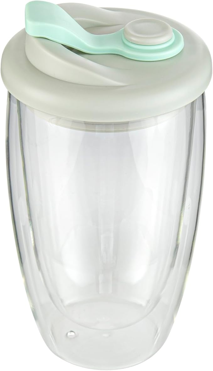 Restaurantware - Forma Professional 15.2 Ounce Insulated Travel Mug With Lid, 1 Double Wall Coffee Mug - Includes Lid, Reusable, Clear Borosilicate Glass Tumbler, Dishwashable, Microwavable