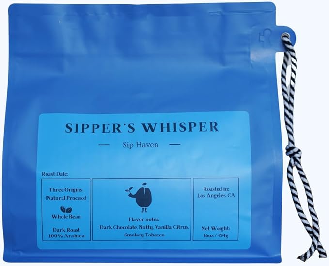 SipHaven Espresso Blend – Sipper's Whisper | Medium Roast Whole Bean Coffee | Rich, Smooth, Balanced Flavor | Specialty Grade Small Batch Roast | 1lb (16oz)