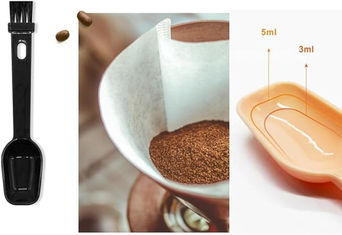 8 Pack Coffee Grinder Brush Cleaning Brushes Cleaner with Nylon Bristles and Scoop Spoon 2 in 1 Handy Tool Set for Barista Espresso Machine Scooping Herb Tea Powder Coffeemaker