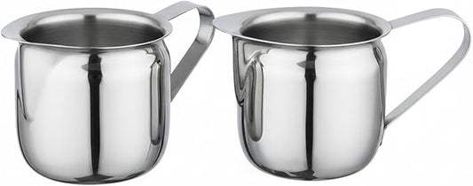 5 oz Stainless Steel Bell Creamer Pitchers - Polished Metal Cream Server Set - Classic Bell Shape Coffee and Tea - Small Table Creamer Pitchers for Café and Restaurant Use (2 Pack)