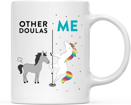 Andaz Press Funny Quirky 11oz. Ceramic Coffee Tea Mug, Other Doulas Me, Horse Unicorn, 1-Pack, Birthday Ideas for Coworker Him Her, Gift Box Included