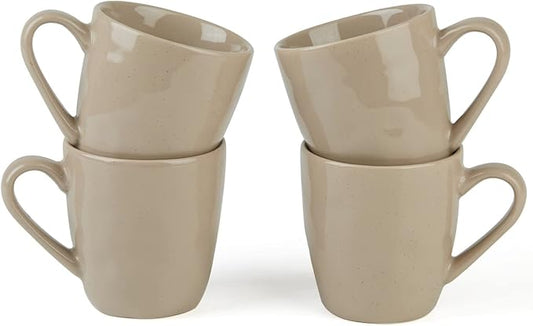famiware Mars 4 Pieces Coffee Mug, 14 oz Tea Mug, Catering Mugs with Handle for Coffee, Tea, Cocoa, Milk, Cinnamon Brown