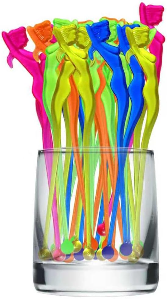 50 Pcs Girls hair styling restaurant bar party supplies art cocktail stick, juice drink stirring stick plastic,Cocktail Coffee Drink Stirrers