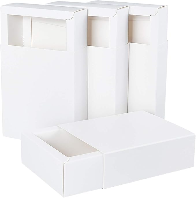 BENECREAT 20 Pack Kraft Paper Drawer Box 5x4.5x1.7 Festival Gift Wrapping Boxes Soap Jewelry Candy Weeding Party Favors Gift Packaging Boxes, White