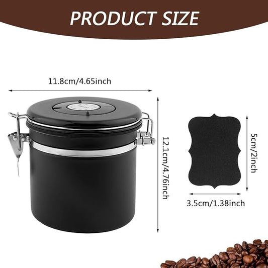 21oz Stainless Steel Airtight Coffee Canister with CO2 Valve & Date Tracker, Perfect for Coffee, Tea, Sugar, and More – Home & Office Use
