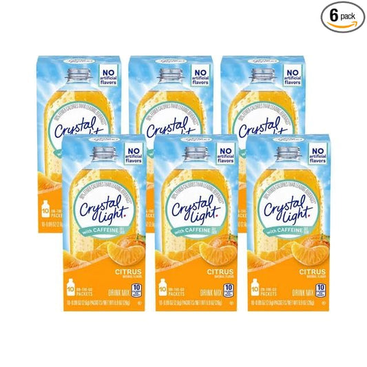 Crystal Light On The Go Splash, Citrus with Caffeine, 0.9-Ounce (Pack of 6)
