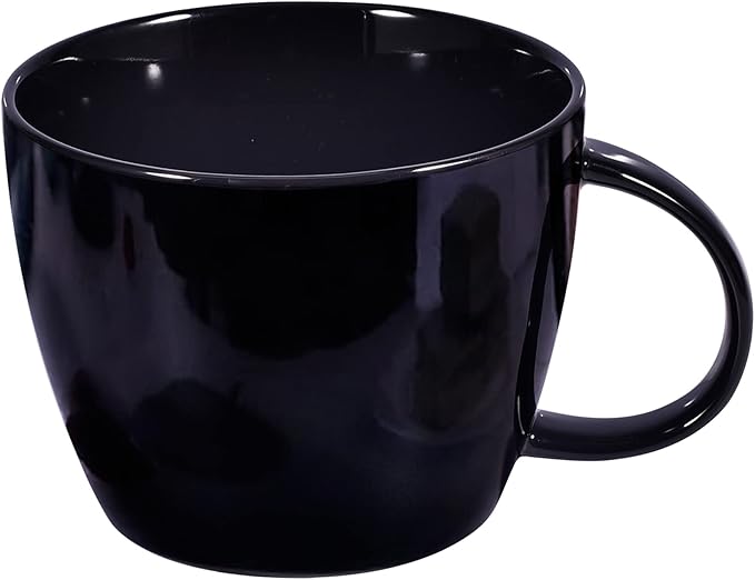 Large Coffee Cup, Ceramic Black Coffee Mug, Wide Mouth Tea Cup Soup Bowl Mug with Handle
