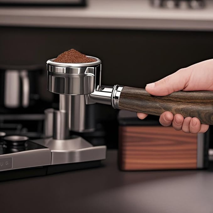 58mm Bottomless Portafilter for Breville Oracle & Dual Boiler (BES920XL, BES980XL, BES990BSS) - Naked Portafilter with 58mm Filter Basket & Real Black Rosewood Handle - Not for 54mm Series