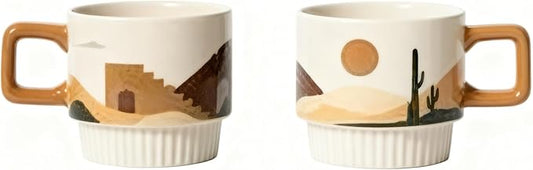 LOWYEPAULHO Espresso Cups,Coffee Mugs with Handle, Ceramic Mug Set, Coffee Mug Set, Coffee Cups Set, CeramicCoffee Mugs, Set of 2