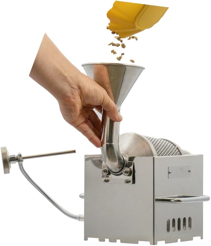 KALDI Mini Home Coffee Gas Roaster - 200g Capacity, Choice of Manual Handle or Motor Drive, Hopper/Sampler as option, Gas Burner Required (Manual Handle, Roaster Only)