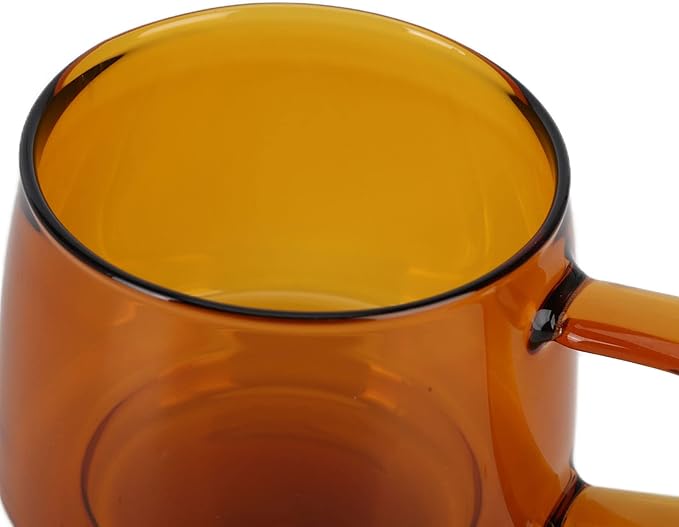 Glass Coffee Mugs, Wide Mouth Mocha Hot Beverage Mugs Clear Espresso Cups Drinking Glass with Handle for Latte, Cappuccino, Hot Chocolate, Tea and Juice(Brown)
