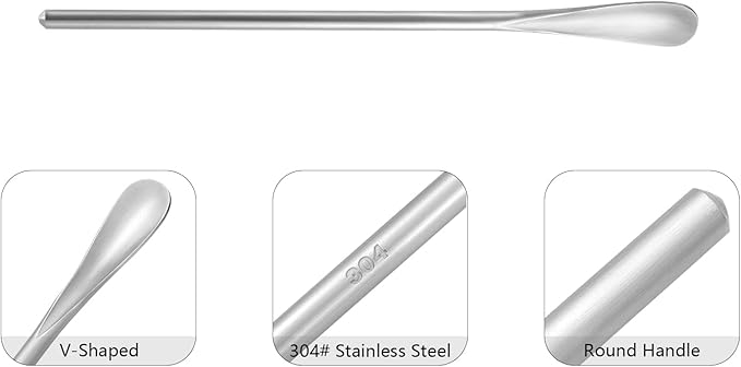 6.2Inch/15.8cm Coffee Stirrers Spoon,Silver Stainless Steel 304# Coffee Stir Sticks,Round Solid Handle Cocktail Beverage Iced Tea Stirring Stick,Drink Mixing Spoon,Set of 4