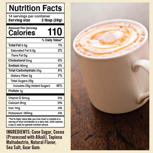 Castle Kitchen Classic Caramel Dark Chocolate Premium Hot Cocoa Mix - Dairy-Free, Vegan, Plant Based, Gluten-Free, Non-GMO Project Verified, Kosher - Just Add Water - 14 oz (Pack of 6)