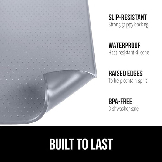 GORILLA GRIP Silicone Coffee Mat, 15x23, Espresso Machine Bar Accessories, Keep Kitchen Counters Clean, Stays in Place, Waterproof and Heat Resistant Dish Drying Mats, Home Decor Essentials, Gray