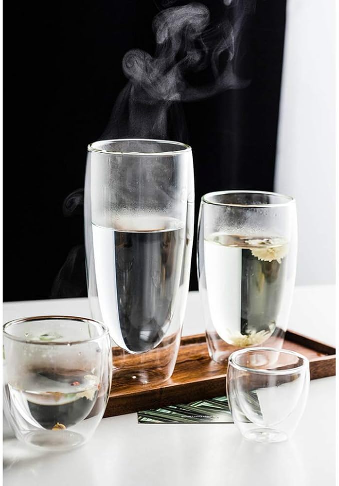 Glass Coffee Mugs, Double Wall Insulated Thermal Cups Drinking Glasses For Tea/Coffee/Latte/Cappucino/Cafe/Milk (650ML/22oz)