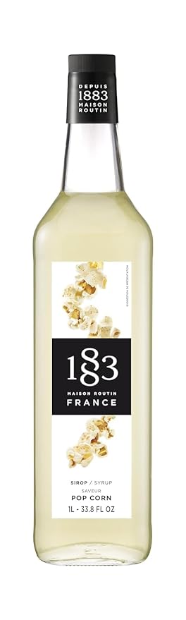 1883 Popcorn Syrup for Drinks, Made in France, 1 Liter Glass Bottle