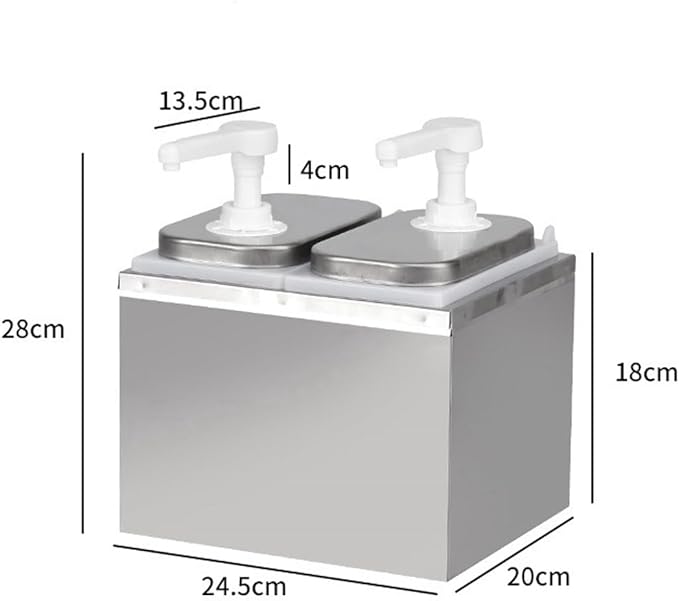 VITASUNHOW Condiment Pump Station, Sauce Dispenser Pump Seasoning Condiment Squeeze Pump Container with Base Removable Tanks,for Casual Fast Food, Western Restaurant (P1002)