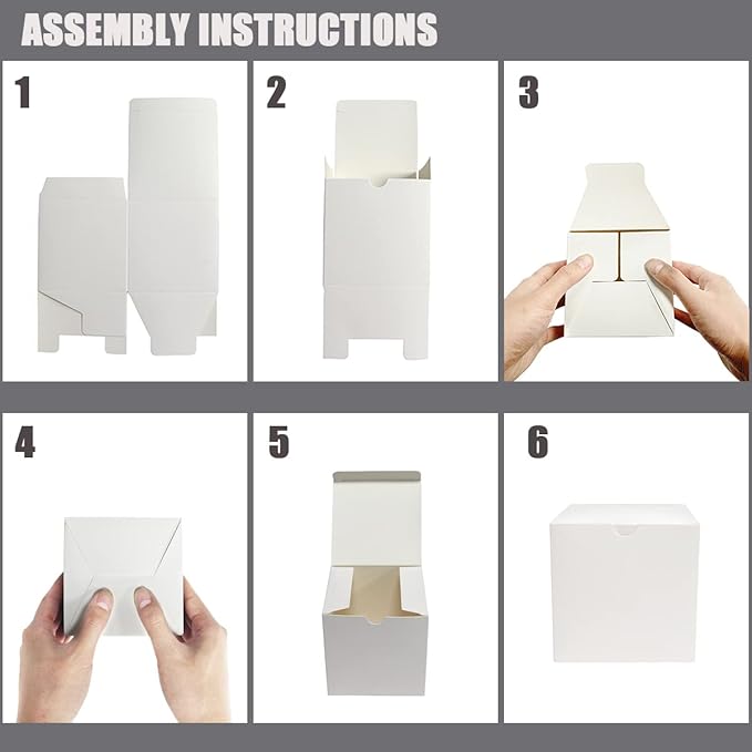 Frantis White 24 Pack 3x3x3 inch Small Gift Box with Lids for Party Gift Boxes, Ornament Boxes, Christmas Gift Boxes, Wedding Boxes Easy to Assemble Gift Box with 24 Thank You Stickers