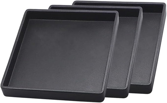 Small Square Tray (5.9 inch) 3 Pack, Durable Black Tray for Desserts & Organization, Lightweight for Coffee, Drinks, Party, Seasoning, Perfume and Display.