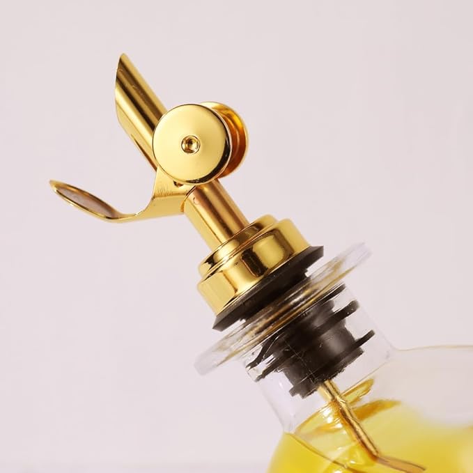 Molimoli Liquor Pour Spout Made of Stainless Steel with Automatic Anti-Oxidation Mechanism, Bottle Pourers for Alcohol, Olive Oil Dispenser Spout, Wine Pourer Spout, Oil Bottle Spout, Pack of 4, Gold