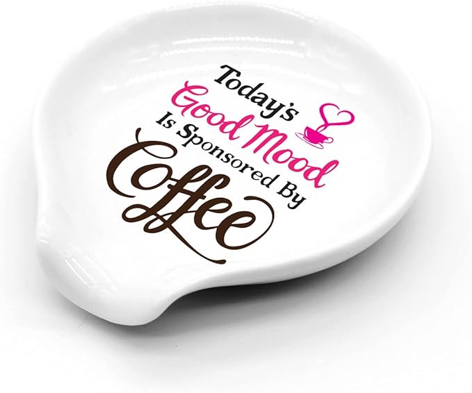 Funny Coffee Spoon Holder-Color Ceramic Coffee Spoon Rest-Cafe Shop Station Accessories-Good Mood is Sponsored By Coffee Sign