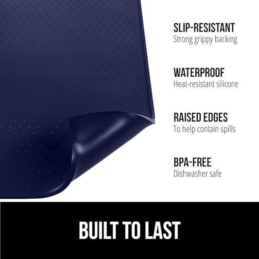 GORILLA GRIP Silicone Coffee Mat, 18x28, Espresso Machine Bar Accessories, Keep Kitchen Counters Clean, Stays in Place, Waterproof and Heat Resistant Dish Drying Mats, Home Decor Essentials, Navy