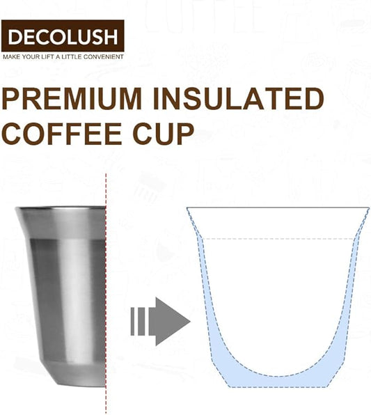 75mL (2.5 Ounce) Stainless Steel Espresso Cups - 4 Pack Double Wall Insulated Cups Demitasse Cups Coffee Cup For Drinking, Drinking Coffee, Drinking Beverages